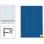 BLOC ESPIRAL LIDERPAPEL FOLIO MULTILIDER TAPA FORRADA 80H 70G CUADRO 4MM CON MARGEN. AZUL