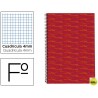 BLOC ESPIRAL LIDERPAPEL FOLIO MULTILIDER TAPA FORRADA 80H 70G CUADRO 4MM CON MARGEN. ROJO