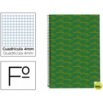 BLOC ESPIRAL LIDERPAPEL FOLIO MULTILIDER TAPA FORRADA 80H 70G CUADRO 4MM CON MARGEN. VERDE