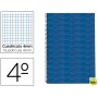 BLOC ESPIRAL LIDERPAPEL CUARTO MULTILIDER TAPA FORRADA 80H 70G CUADRO 4MM CON MARGEN. AZUL