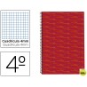 BLOC ESPIRAL LIDERPAPEL CUARTO MULTILIDER TAPA FORRADA 80H 70G CUADRO 4MM CON MARGEN. ROJO