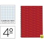 BLOC ESPIRAL LIDERPAPEL CUARTO MULTILIDER TAPA FORRADA 80H 70G CUADRO 4MM CON MARGEN. ROJO