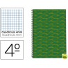 BLOC ESPIRAL LIDERPAPEL CUARTO MULTILIDER TAPA FORRADA 80H 70G CUADRO 4MM CON MARGEN. VERDE