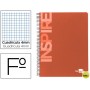 BLOC ESPIRAL LIDERPAPEL FOLIO INSPIRE TAPA EXTRADURA 80H 60G CUADRO 4MM CON MARGEN. NARANJA