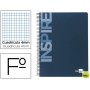 BLOC ESPIRAL LIDERPAPEL FOLIO INSPIRE TAPA EXTRADURA 80H 60G CUADRO 4MM CON MARGEN. AZUL
