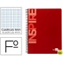 BLOC ESPIRAL LIDERPAPEL FOLIO INSPIRE TAPA EXTRADURA 80H 60G CUADRO 4MM CON MARGEN. ROJO
