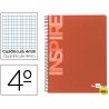 BLOC ESPIRAL LIDERPAPEL CUARTO INSPIRE TAPA EXTRADURA 80H 60G CUADRO 4MM CON MARGEN. NARANJA