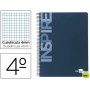 BLOC ESPIRAL LIDERPAPEL CUARTO INSPIRE TAPA EXTRADURA 80H 60G CUADRO 4MM CON MARGEN. AZUL
