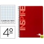 BLOC ESPIRAL LIDERPAPEL CUARTO INSPIRE TAPA EXTRADURA 80H 60G CUADRO 4MM CON MARGEN. ROJO