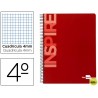 BLOC ESPIRAL LIDERPAPEL CUARTO INSPIRE TAPA EXTRADURA 80H 60G CUADRO 4MM CON MARGEN. ROJO