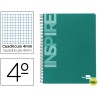 BLOC ESPIRAL LIDERPAPEL CUARTO INSPIRE TAPA EXTRADURA 80H 60G CUADRO 4MM CON MARGEN. VERDE