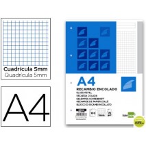 BLOC ENCOLADO LIDERPAPEL CUADRO 5MM GRIS A4 100 HOJAS 70G/M2