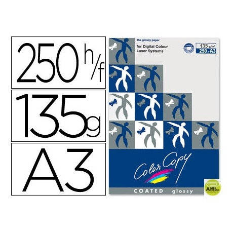 PAPEL FOTOCOPIADORA COLOR COPY GLOSSY DIN A3 135 GRAMOS PAQUETE DE 250 HOJAS