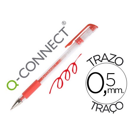 BOLIGRAFO Q-CONNECT TINTA GEL ROJO 0.7 MM SUJECION DE CAUCHO
