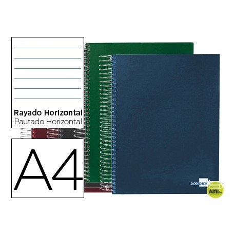 BLOC ESPIRAL LIDERPAPEL A4 MICRO PAPERCOAT TAPA FORRADA 160H 70G HORIZONTAL 5 BANDAS 4 TALADROS. COL