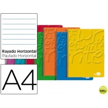 BLOC ESPIRAL LIDERPAPEL A4 MICRO WRITE TAPA CARTONCILLO 80H 60G HORIZONTAL 4 TALADROS. COLORES SURTI