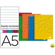 BLOC ESPIRAL LIDERPAPEL A5 MICRO WRITE TAPA CARTONCILLO 80H 60G HORIZONTAL 6 TALADROS. COLORES SURTI
