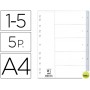 SEPARADOR NUMERICO Q-CONNECT PLASTICO 1-5 JUEGO DE 5 SEPARADORES DIN A4 -MULTITALADRO