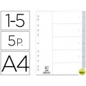 SEPARADOR NUMERICO Q-CONNECT PLASTICO 1-5 JUEGO DE 5 SEPARADORES DIN A4 -MULTITALADRO