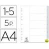 SEPARADOR NUMERICO Q-CONNECT PLASTICO 1-5 JUEGO DE 5 SEPARADORES DIN A4 -MULTITALADRO
