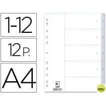 SEPARADOR NUMERICO Q-CONNECT PLASTICO 1-12 JUEGO DE 12 SEPARADORES DIN A4 -MULTITALADRO