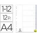 SEPARADOR NUMERICO Q-CONNECT PLASTICO 1-12 JUEGO DE 12 SEPARADORES DIN A4 -MULTITALADRO