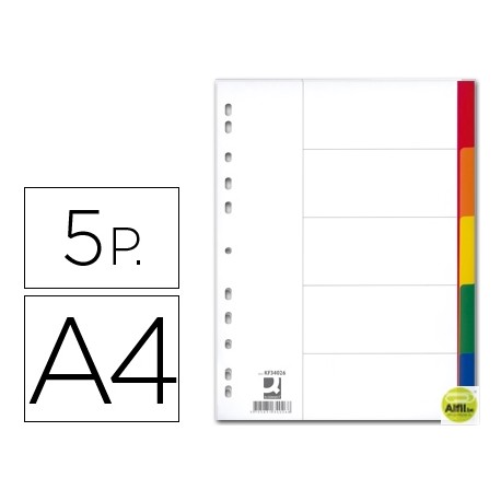 SEPARADOR Q-CONNECT PLASTICO JUEGO DE 5 SEPARADORES DIN A4 -MULTITALADRO