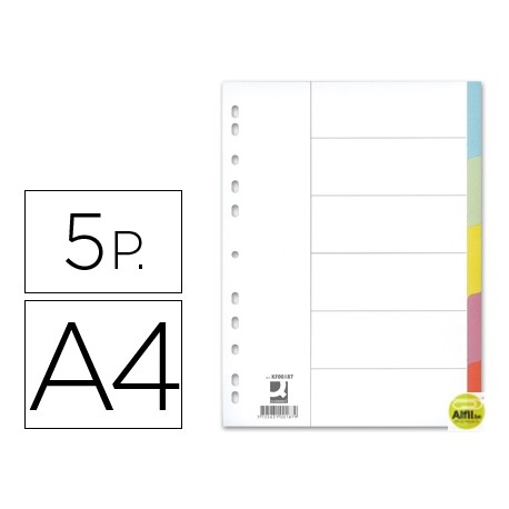 SEPARADOR Q-CONNECT CARTULINA JUEGO DE 5 SEPARADORES DIN A4 -MULTITALADRO