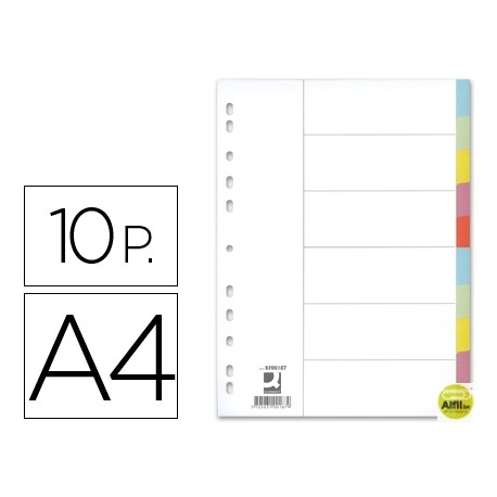 SEPARADOR Q-CONNECT CARTULINA JUEGO DE 10 SEPARADORES DIN A4-MULTITALADRO