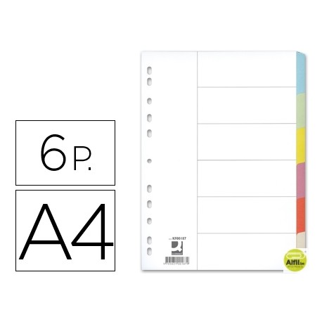 SEPARADOR Q-CONNECT CARTULINA JUEGO DE 6 SEPARADORES DIN A4 -MULTITALADRO