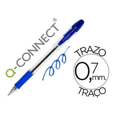 BOLIGRAFO Q-CONNECT DELTA AZUL -SUJECION DE CAUCHO -CON CAPUCHON
