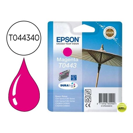 INK-JET EPSON STYLUS C64 66 84 86, CX3600 3650 6400 6600 MAGENTA ALTA CAPACIDAD DURABRITE,13ML.