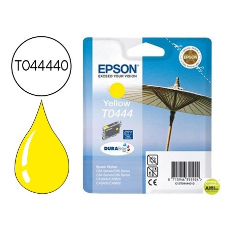 INK-JET EPSON STYLUS C64 66 84 86, CX3600 3650 4600 6600 AMARILLO ALTA CAPACIDAD DURABRITE, 13ML.