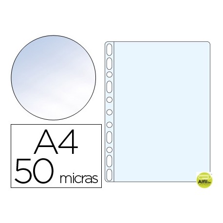 FUNDA MULTITALADRO Q-CONNECT DIN A4 50 MC CRISTAL PRESENTACION CAJA DE CARTON