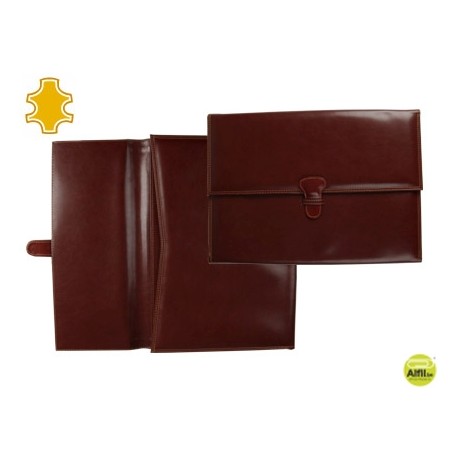 CARPETA PORTAFOLIOS ARTESANIA DE POLIPIEL CON BROCHE MEDIDAS 36,5X26,5X3,5 CM. CUERO OSCURO