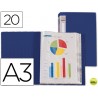 CARPETA BEAUTONE ESCAPARATE 31312 20 FUNDAS POLIPROPILENO DIN-A3 AZUL -LOMO PERSONALIZABLE