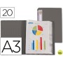 CARPETA BEAUTONE ESCAPARATE 31335 20 FUNDAS POLIPROPILENO DIN-A3 GRIS -LOMO PERSONALIZABLE