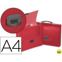 CARPETA BEAUTONE PORTADOCUMENTOS BROCHE 34620 POLIPROPILENO DIN A4 ROJA TRANSPARENTE CON ASA