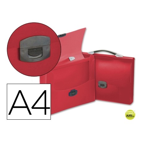 CARPETA BEAUTONE PORTADOCUMENTOS BROCHE 34620 POLIPROPILENO DIN A4 ROJA TRANSPARENTE CON ASA