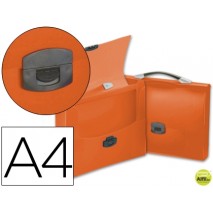 CARPETA BEAUTONE PORTADOCUMENTOS BROCHE 34621 POLIPROPILENO DIN A4 NARANJA TRANSPARENTE CON ASA