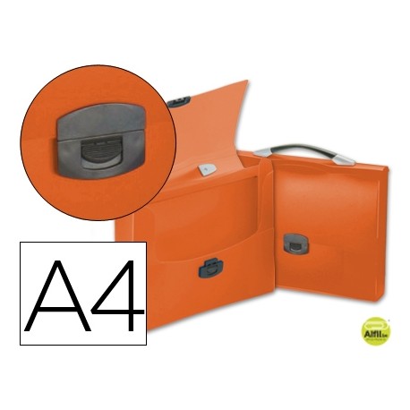CARPETA BEAUTONE PORTADOCUMENTOS BROCHE 34621 POLIPROPILENO DIN A4 NARANJA TRANSPARENTE CON ASA