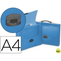 CARPETA BEAUTONE PORTADOCUMENTOS BROCHE 34622 POLIPROPILENO DIN A4 AZUL TRANSPARENTE CON ASA