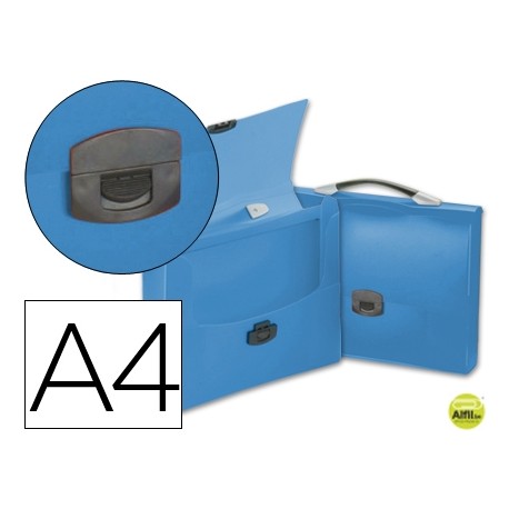 CARPETA BEAUTONE PORTADOCUMENTOS BROCHE 34622 POLIPROPILENO DIN A4 AZUL TRANSPARENTE CON ASA