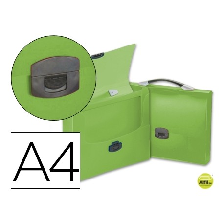 CARPETA BEAUTONE PORTADOCUMENTOS BROCHE 34623 POLIPROPILENO DIN A4 VERDE TRANSPARENTE CON ASA