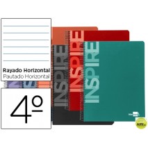 BLOC ESPIRAL LIDERPAPEL CUARTO INSPIRE TAPA EXTRADURA 80H 60G HORIZONTAL CON MARGEN. COLORES SURTIDO