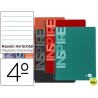 BLOC ESPIRAL LIDERPAPEL CUARTO INSPIRE TAPA EXTRADURA 80H 60G HORIZONTAL CON MARGEN. COLORES SURTIDO