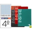 BLOC ESPIRAL LIDERPAPEL CUARTO INSPIRE TAPA EXTRADURA 80H 60G MILIMETRADO 2MM CON MARGEN. COLORES SU