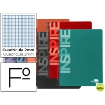 BLOC ESPIRAL LIDERPAPEL FOLIO INSPIRE TAPA EXTRADURA 80H 60G MILIMETRADO 2MM CON MARGEN. COLORES SUR