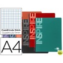 BLOC ESPIRAL LIDERPAPEL A4 MICRO INSPIRE TAPA EXTRADURA 160H 60G CUADRO 5MM 5 BANDAS 4 TALADROS. COL
