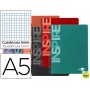 BLOC ESPIRAL LIDERPAPEL A5 MICRO INSPIRE TAPA EXTRADURA 160H 60G CUADRO 5MM 5 BANDAS 6 TALADROS. COL